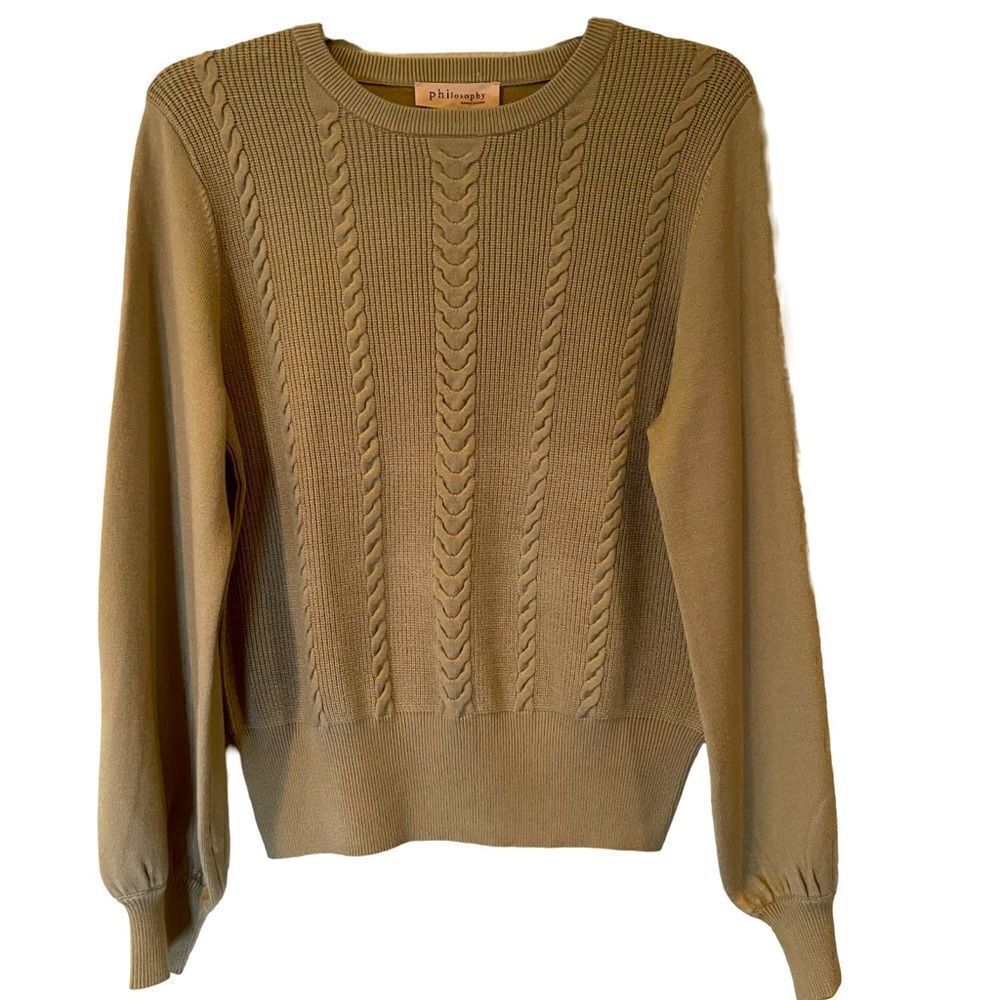 Philosophy Crew Neck Cable Knit Pullover.       Size: Large Color: Sage